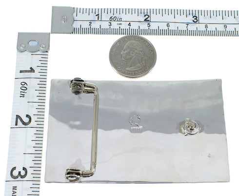 Turquoise Needlepoint Water Wave Sterling Silver Belt Buckle EX48764