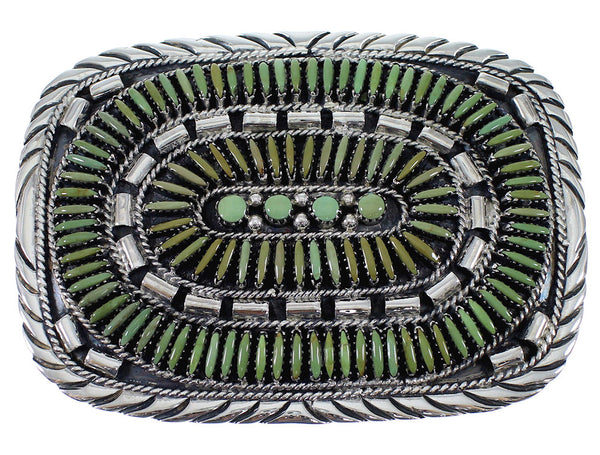 Sterling Silver Southwest Turquoise Needlepoint Belt Buckle EX48767