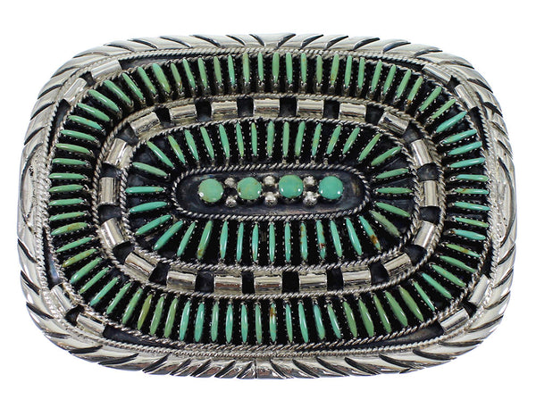 Southwest Turquoise Needlepoint Sterling Silver Belt Buckle EX48768