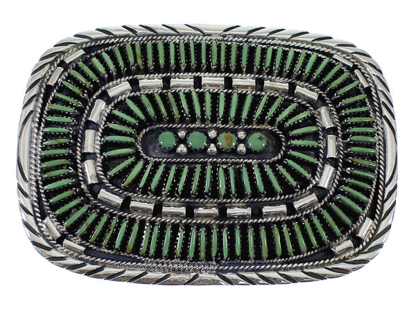 Genuine Sterling Silver Turquoise Needlepoint Belt Buckle EX48770