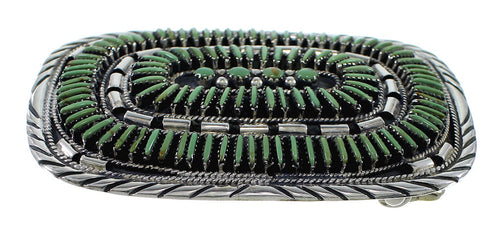 Genuine Sterling Silver Turquoise Needlepoint Belt Buckle EX48770