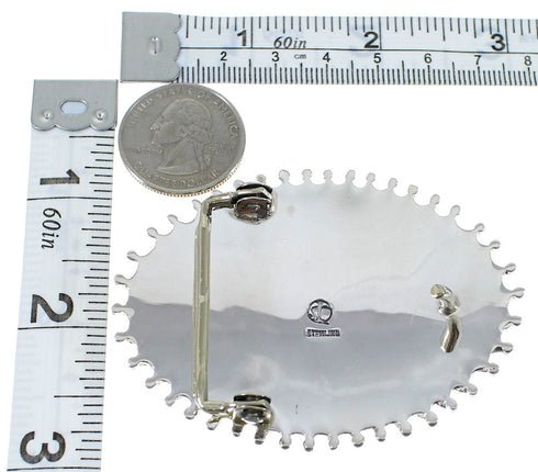 Sterling Silver Turquoise Needlepoint Belt Buckle EX48773