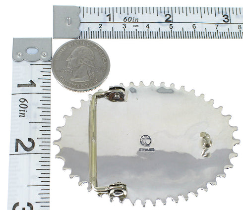 Turquoise Needlepoint Southwestern Silver Belt Buckle EX48776