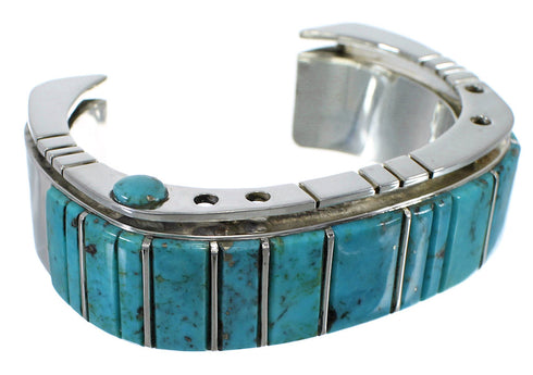 Southwest Genuine Sterling Silver Turquoise Cuff Bracelet CX48943