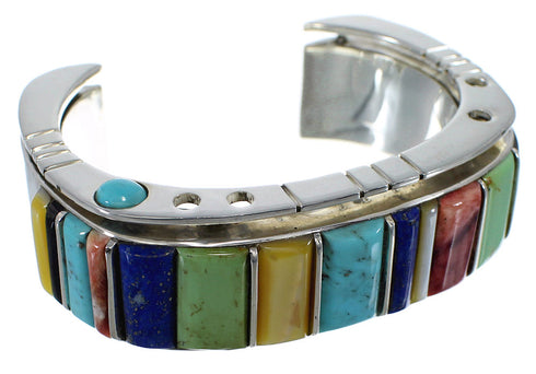 Multicolor Authentic Sterling Silver Southwest Cuff Bracelet CX48952