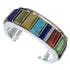 Authentic Sterling Silver Multicolor Southwest Cuff Bracelet CX48957