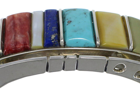 Authentic Sterling Silver Multicolor Southwest Cuff Bracelet CX48957