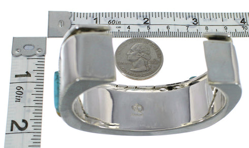 Authentic Sterling Silver Multicolor Southwest Cuff Bracelet CX48957