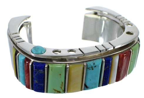 Authentic Sterling Silver Southwest Multicolor Cuff Bracelet CX48960