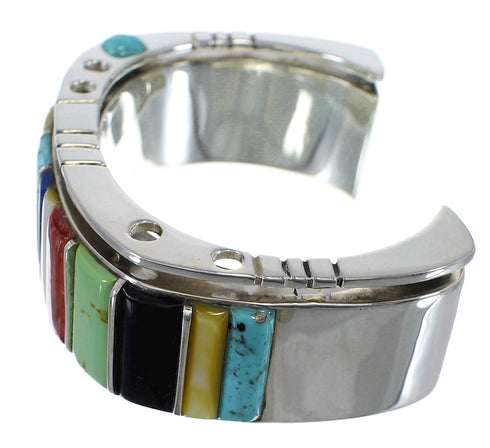 Authentic Sterling Silver Southwest Multicolor Cuff Bracelet CX48960