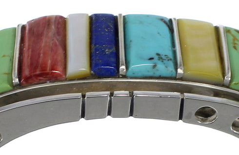 Authentic Sterling Silver Southwest Multicolor Cuff Bracelet CX48960