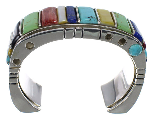 Authentic Sterling Silver Southwest Multicolor Cuff Bracelet CX48960
