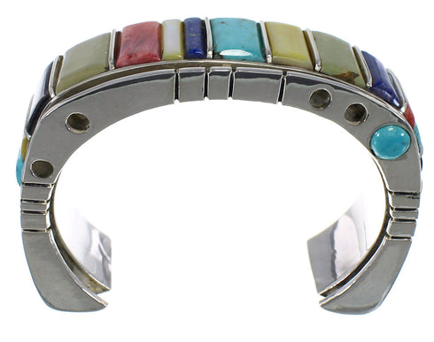 Southwest Authentic Sterling Silver Multicolor Cuff Bracelet CX48964