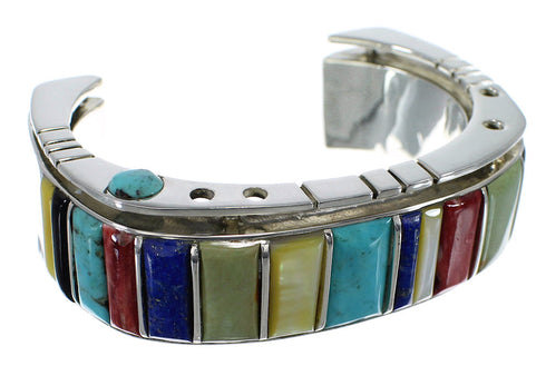 Southwest Multicolor Authentic Sterling Silver Cuff Bracelet CX48966