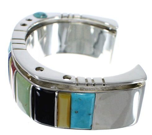 Southwest Multicolor Authentic Sterling Silver Cuff Bracelet CX48966