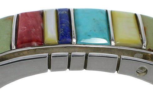 Southwest Multicolor Authentic Sterling Silver Cuff Bracelet CX48966