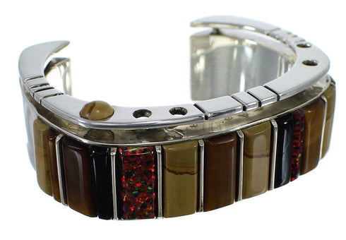 Southwest Multicolor Genuine Sterling Silver Cuff Bracelet CX48973
