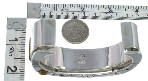 Genuine Sterling Silver Southwest Multicolor Cuff Bracelet CX48975