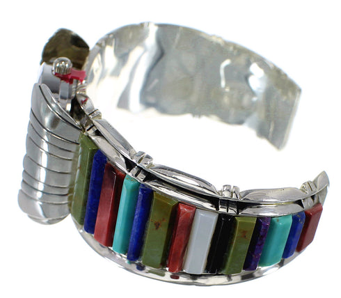 Southwest Genuine Sterling Silver Multicolor Cuff Watch CX48845