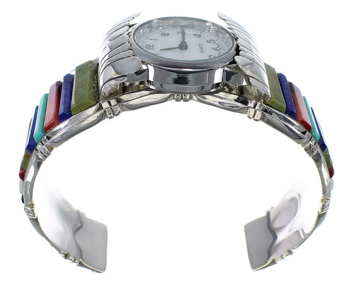 Southwest Genuine Sterling Silver Multicolor Cuff Watch CX48845