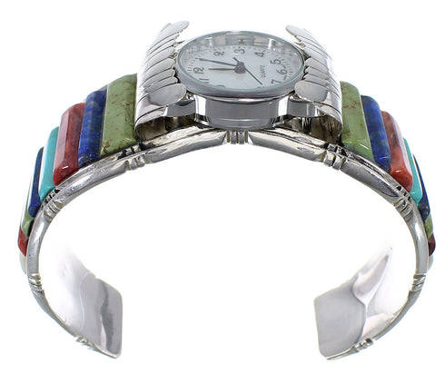 Southwest Multicolor Genuine Sterling Silver Cuff Watch CX48847