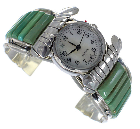 Southwest Turquoise Inlay Genuine Sterling Silver Cuff Watch CX48848