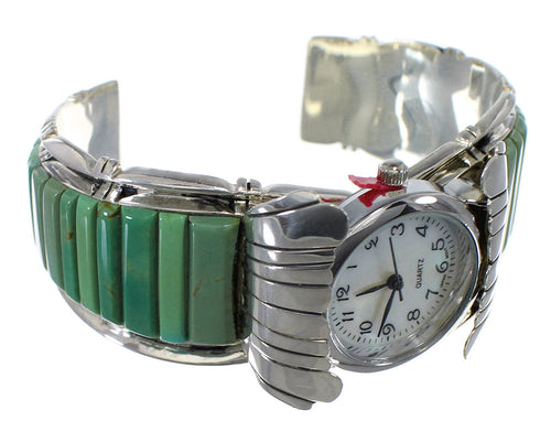 Southwest Turquoise Inlay Genuine Sterling Silver Cuff Watch CX48848