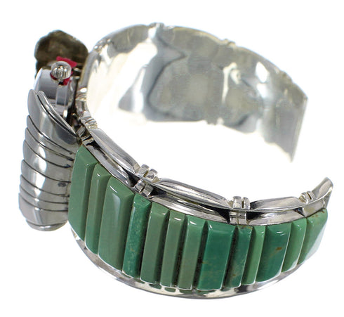 Southwest Turquoise Inlay Genuine Sterling Silver Cuff Watch CX48848