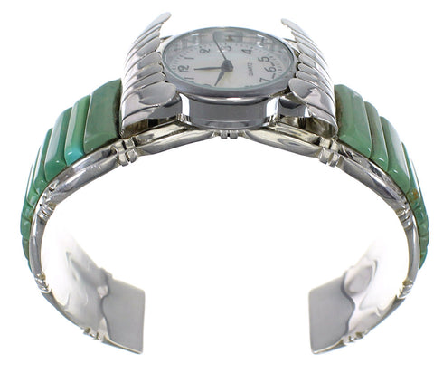 Southwest Turquoise Inlay Genuine Sterling Silver Cuff Watch CX48848
