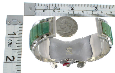 Southwest Turquoise Inlay Genuine Sterling Silver Cuff Watch CX48848