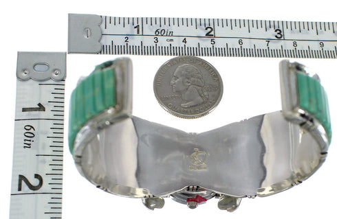 Turquoise Inlay Genuine Sterling Silver Southwest Cuff Watch CX48853