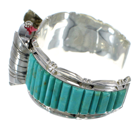 Genuine Sterling Silver Southwest Turquoise Inlay Cuff Watch CX48859