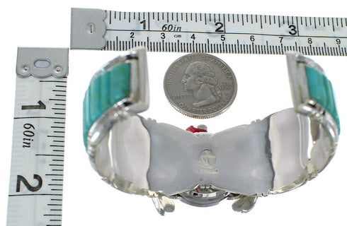 Genuine Sterling Silver Southwest Turquoise Inlay Cuff Watch CX48859