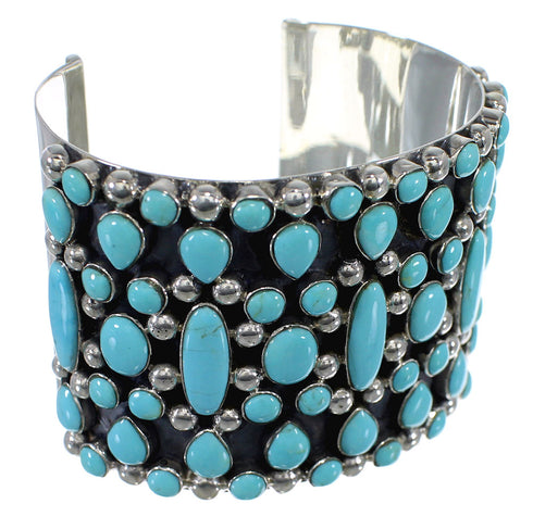 Genuine Sterling Silver Turquoise Southwestern Cuff Bracelet CX49015