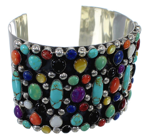 Authentic Silver Southwestern Multicolor Cuff Bracelet CX49042