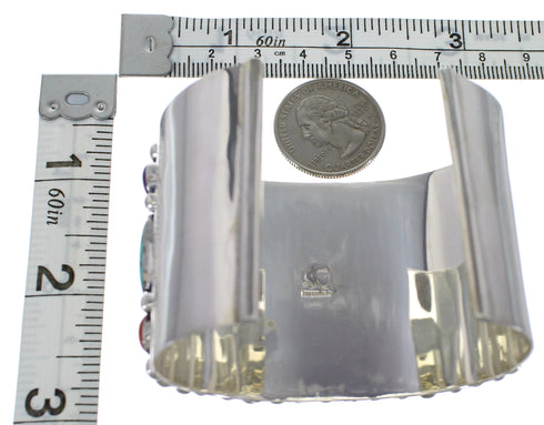 Authentic Silver Southwestern Multicolor Cuff Bracelet CX49042