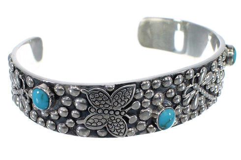 Butterfly Dragonfly Turquoise Sterling Silver Cuff Bracelet CX49469