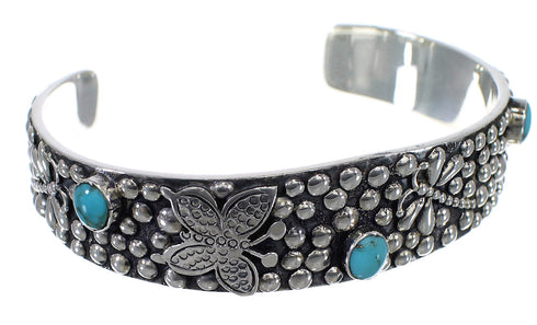 Turquoise Butterfly Dragonfly Sterling Silver Cuff Bracelet CX49473