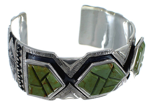 Sterling Silver Turquoise Inlay Southwest Cuff Bracelet CX49132