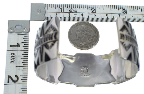 Sterling Silver Turquoise Inlay Southwest Cuff Bracelet CX49132