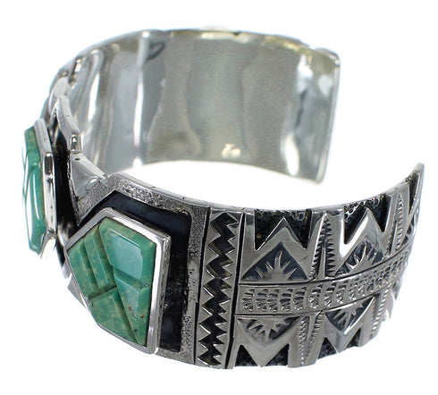 Southwest Sterling Silver Turquoise Inlay Cuff Bracelet CX49136