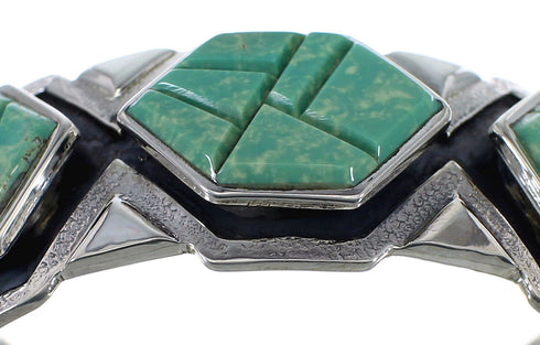 Southwest Sterling Silver Turquoise Inlay Cuff Bracelet CX49136