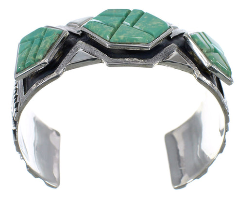 Southwest Sterling Silver Turquoise Inlay Cuff Bracelet CX49136