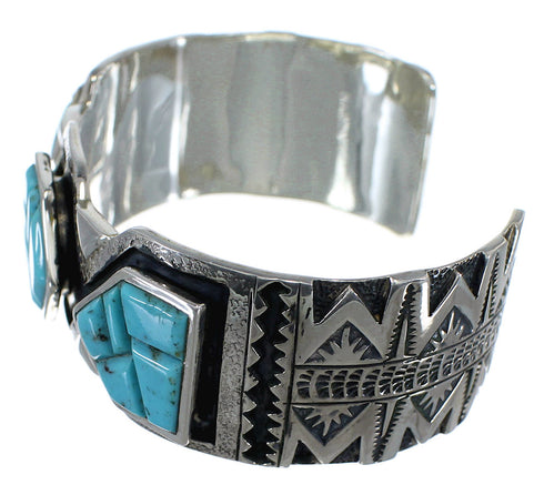 Southwest Turquoise Inlay Sterling Silver Cuff Bracelet CX49141