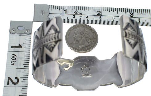 Turquoise Inlay Southwest Sterling Silver Cuff Bracelet CX49143