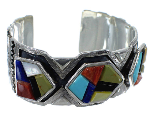 Multicolor Southwest Genuine Sterling Silver Cuff Bracelet CX49153