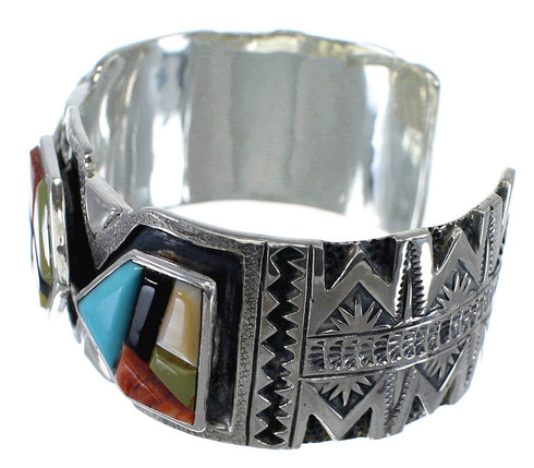 Multicolor Southwest Genuine Sterling Silver Cuff Bracelet CX49153