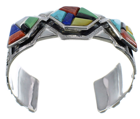 Authentic Sterling Silver Southwest Multicolor Cuff Bracelet CX49157