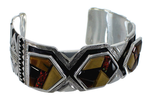 Multicolor Authentic Sterling Silver Southwest Cuff Bracelet CX49163