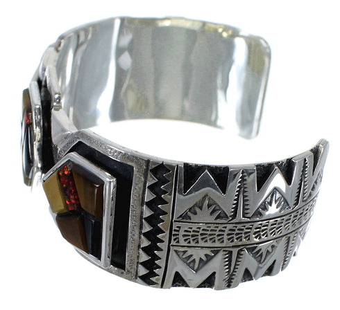 Multicolor Authentic Sterling Silver Southwest Cuff Bracelet CX49163